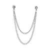Men Suit Pin Rhinestone Decor Double Chains Anti-slip Dress-up Polished Coat Collar Pin Coat Brooch Adult Clothes Hats Bags Jewelry