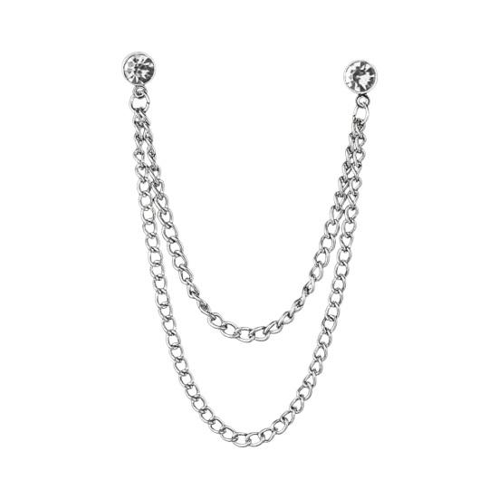 Pánský odznak Špendlík drahokamu Dekor Dvojité řetízky Protiskluzové Oblékání Leštěný kabát Límec Špendlík Kabát Brož Oblečení pro dospělé Klobouky Tašky Šperky