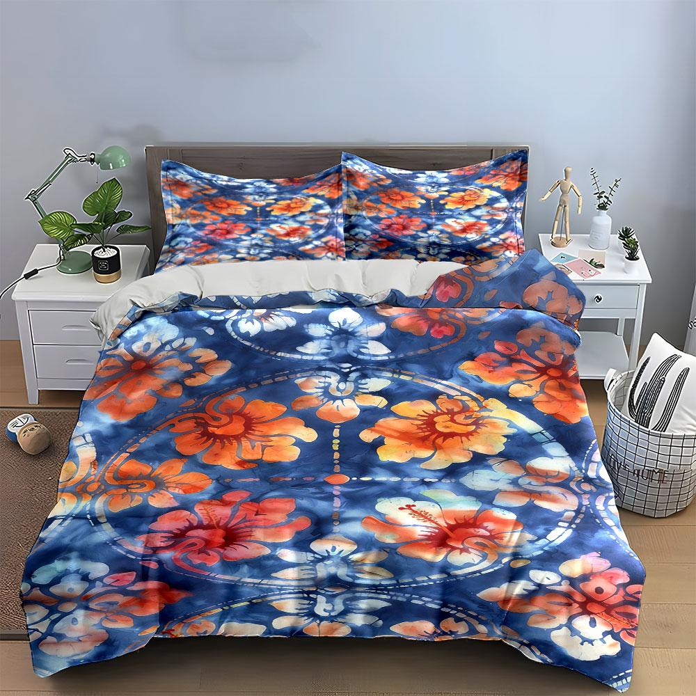 Colorful Floral Hibiscus Pattern. Bedding Sets Duvet Cover Sets Duvet Covers Pillowcases(1 * Duvet Cover 2 * Pillowcases Without Duvet Insert)
