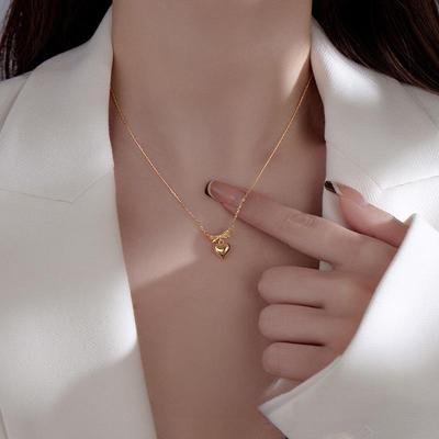 Banyan Tree S925 Silber Koreanische Schleife Liebesanhänger Halskette für Damen - Süße Prinzessin Schlüsselbeinkette Geschenk.
