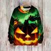 Women's Halloween Print Knit Sweater Long Sleeve Round Neck Casual Pullover