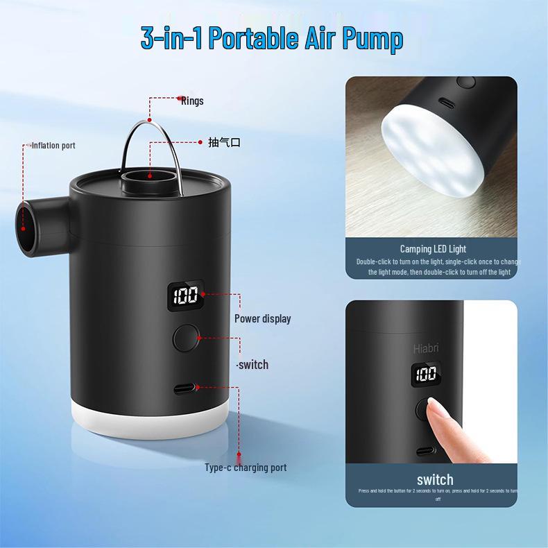 Pompe à air électrique à double usage pour le camping: Gonfle et Dégonfle les Matelas Gonflables et les Bouées