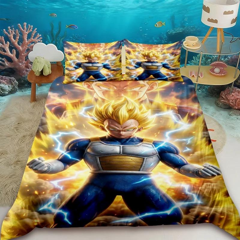 Goku Dragon Ball Duvet Cover Set Cartoon Bedding Set with 1/2 Pillowcase Double Queen King Size Bedroom Decor Birthday Gifts