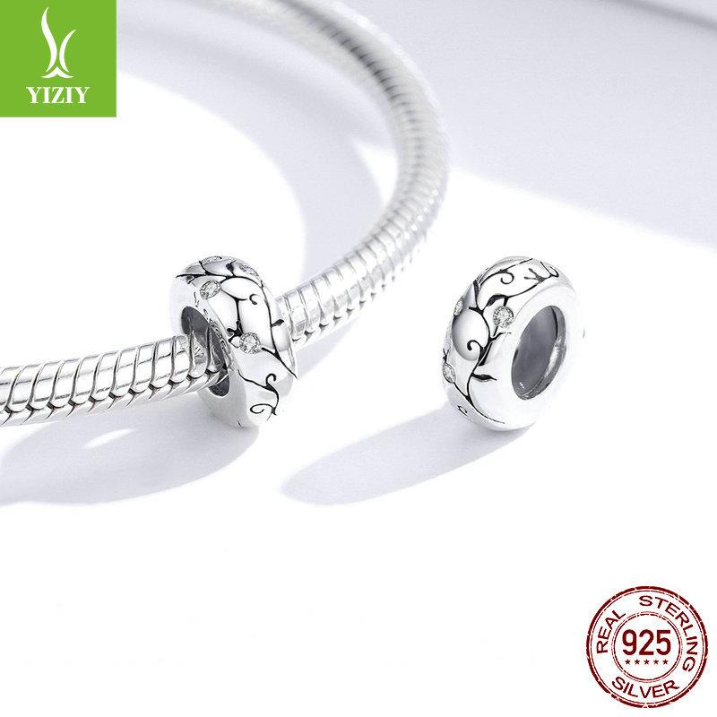 Classical Pattern Silicone Positioning Buckle Bead S925 Silver Positioning Bracelet Accessories Scc1559