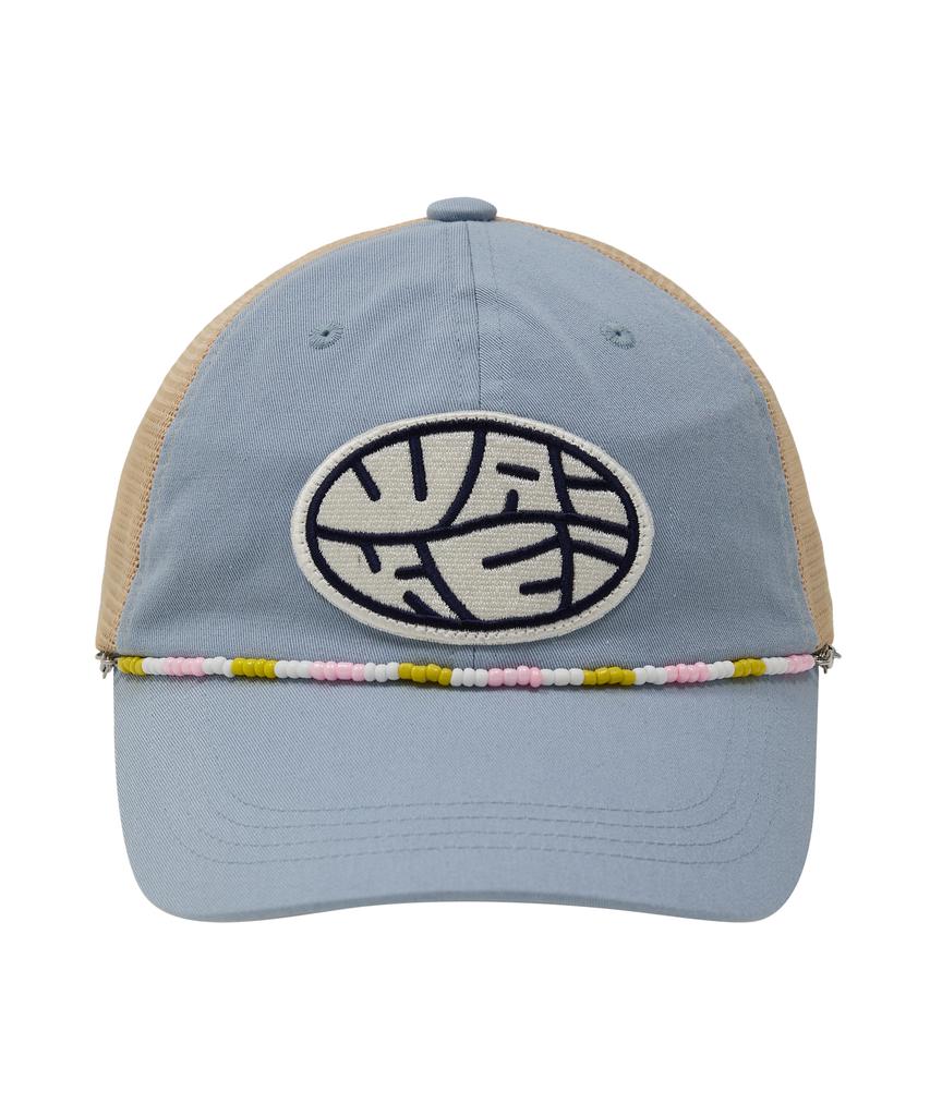 WAIKEI Detachable Bead String Mesh Ball Cap Sky Blue