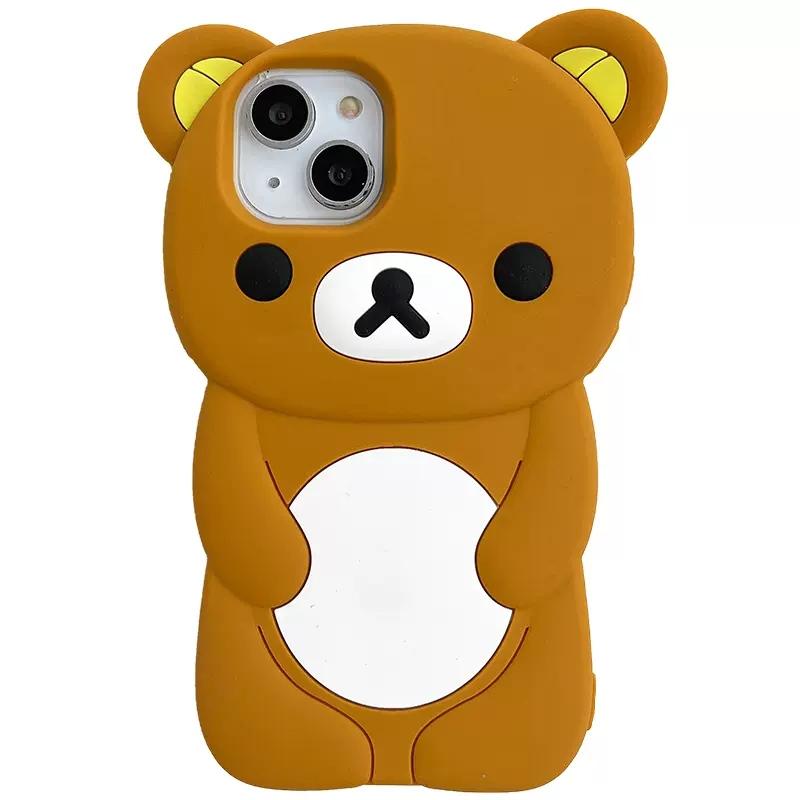 Rilakkuma Bear Silicone Soft Cover Case For iPhone 16 15 14 13 12 11 Pro Max Mini Plus Xs XR 6 7 8 Plus