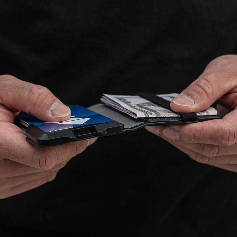 RFID Anti-Magnetic Men's Leather Metal Card Bag Multifunctional Aluminum Alloy Bank Credit Card Holder Wallet
