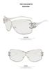 2022 Women's Frameless Rhinestone Fashion Sunglasses, One-Piece Large Frame Design