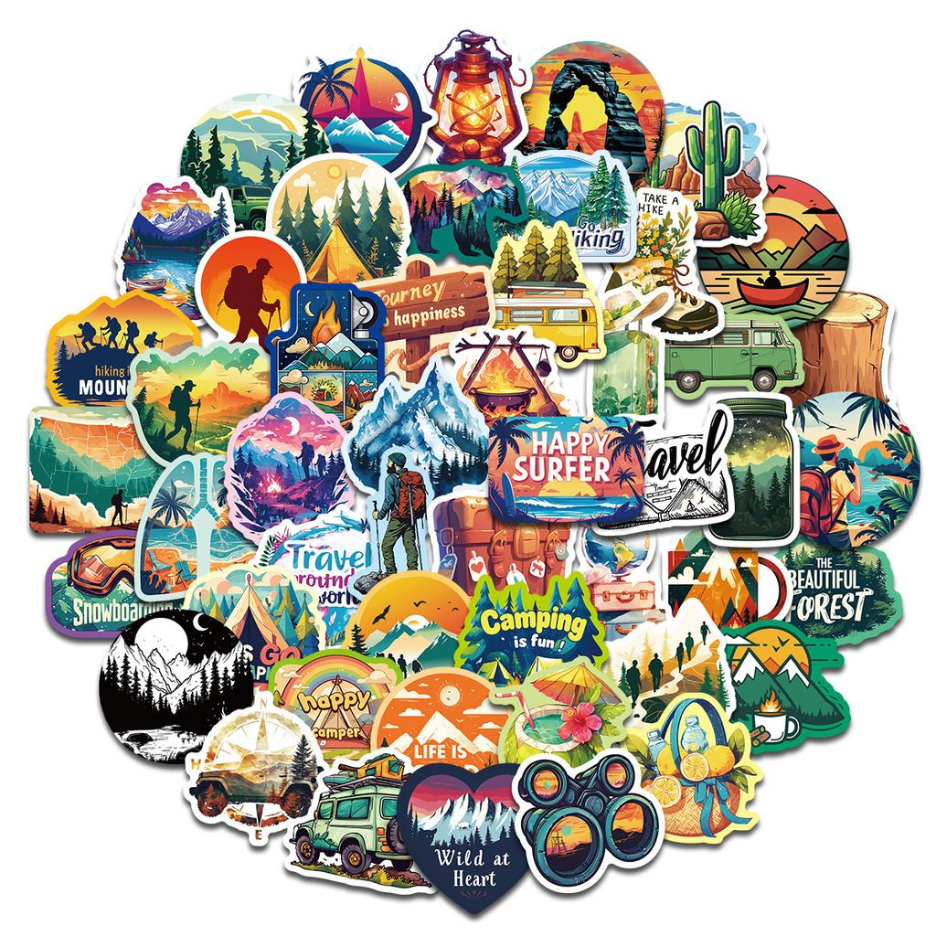 50 Outdoor Hiking Adventure Camping Camping Mountaineering Graffiti Stickers Decorative Luggage Notebook