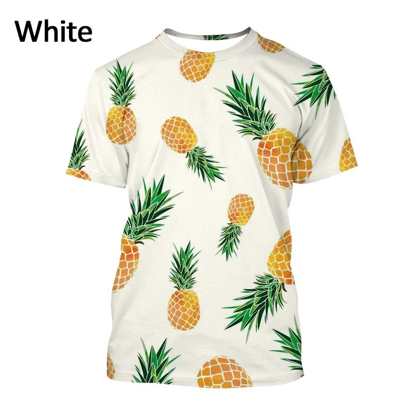 Summer Round Neck 3D Pineapple Pattern Print Top Fashionable Casual Short Sleeved Men's and Women's Unisex T-shirts