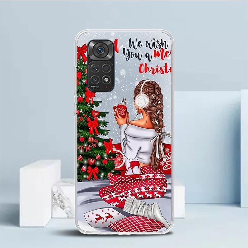 Christmas Girls Tree Gift Phone Case For Xiaomi Redmi Note 15 14 14S 13 12S 12 Pro Plus 11S 11 11T 11E 10S 10 + Soft TPU Back Co