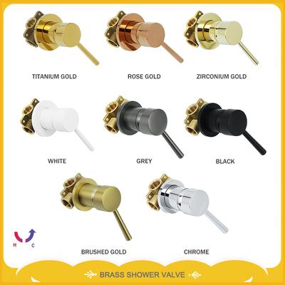 Brushed Gold Bathroom Shower Accessories Round Hidden Single Function Hot And Cold Single Handle Brass Shower Faucet Valve Body