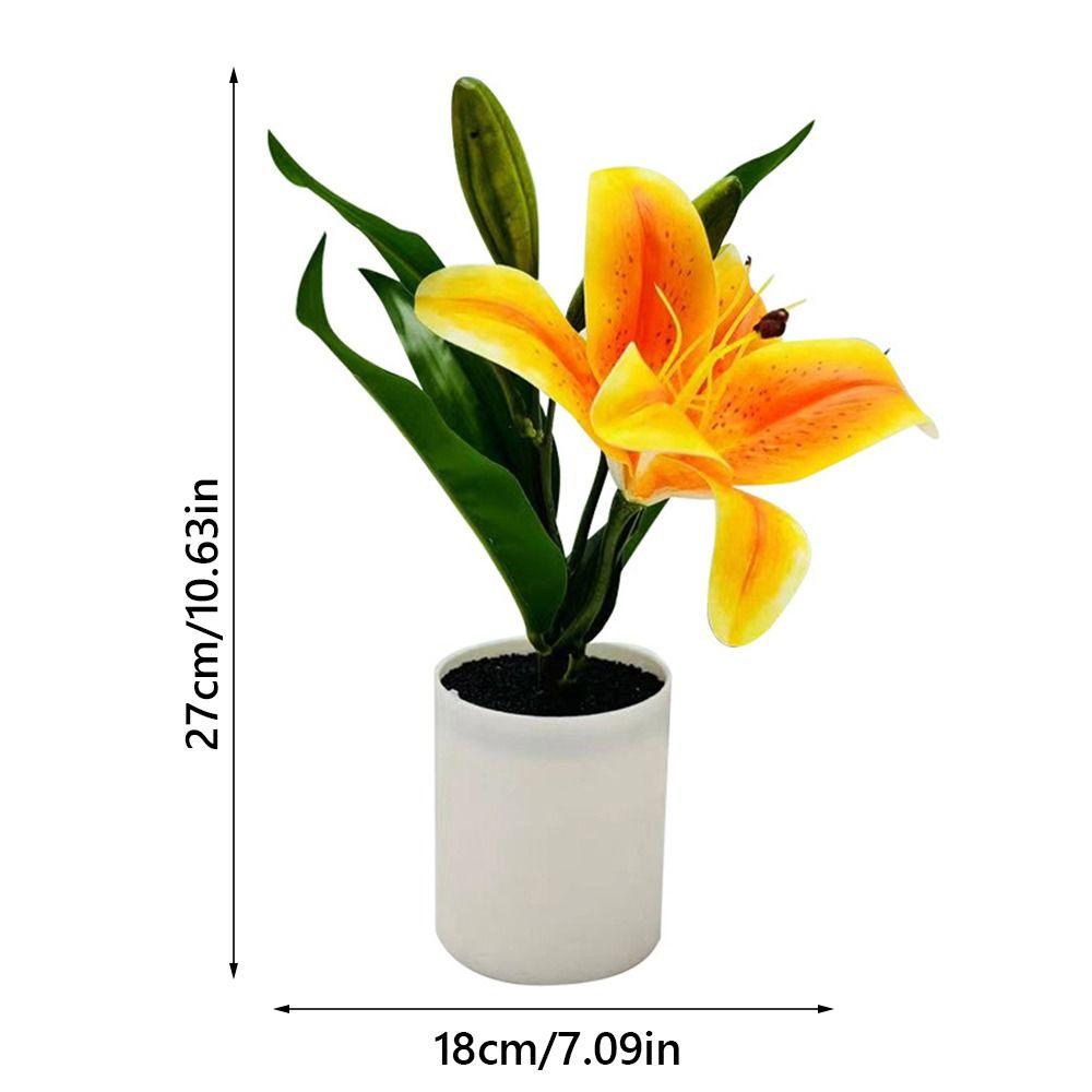 Lifelike Multicolor Lilies Artificial Flower Potted Photo Props Elegant Faux Bonsai Plastic Fake Flower Party Supplies