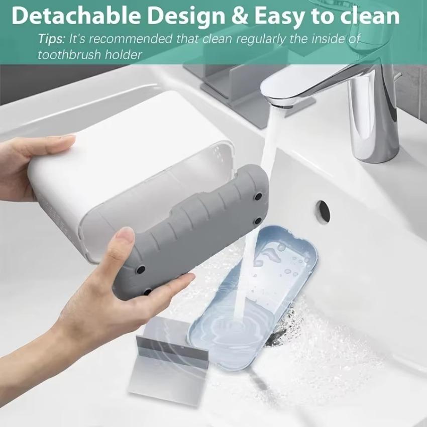 Electric Toothbrush Makeup Brush Holder Toothpaste Storage Case Large Capacity Detachable Portable with Drain Hole Rack
