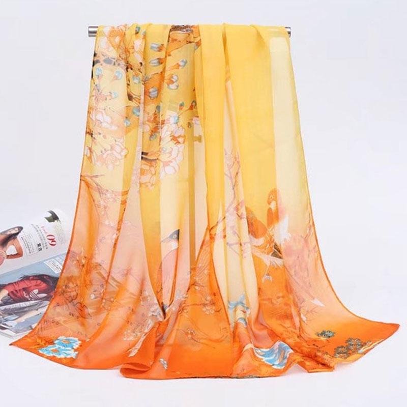 1pc Chiffon Scarf 150*50cm Print Floral Multi-style Women Sunscreen Long Shawl