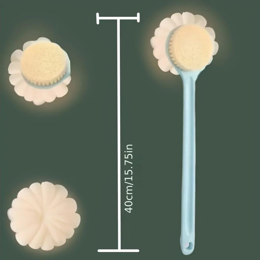 Soft Nylon Shower Brush for Sensitive Skin – Bathroom Long Handle Back Style, Gentle Exfoliating, Odorless & Easy To Clean