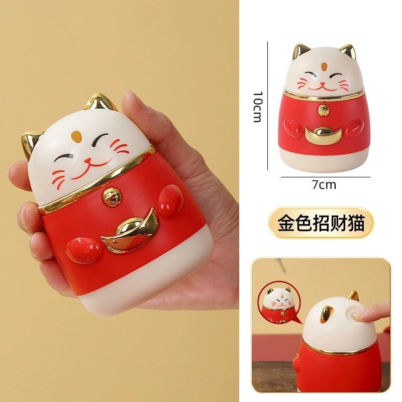 Lucky cat press-type toothpick box household high-value automatic pop-up toothpick holder