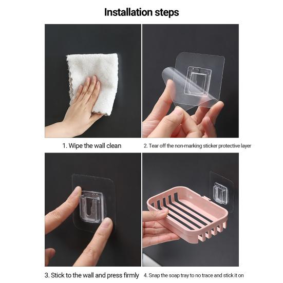 Soap Rack Multifunctional Punch-free Hollow Design Wall-mounted Double-deck Drainage Soap Storage Holder for Bathroom