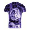Plus Size Men's 3D Glow Skull & Flames Graphic Print T-shirt Funky Short Sleeve Tees For Summer, Halloween Men's Clothing