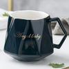 Creative Diamond Shape Ceramic Mugs Light Luxury Breakfast Milk Coffee Cup Personalized Geometric Tea Cups Couple Gift Drinkware