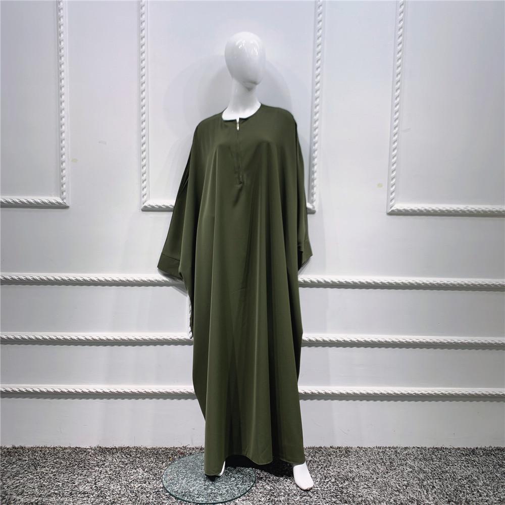 Loriya Solid Color Batwing Sleeve Long Robe - New Pink/Apricot (LR425)