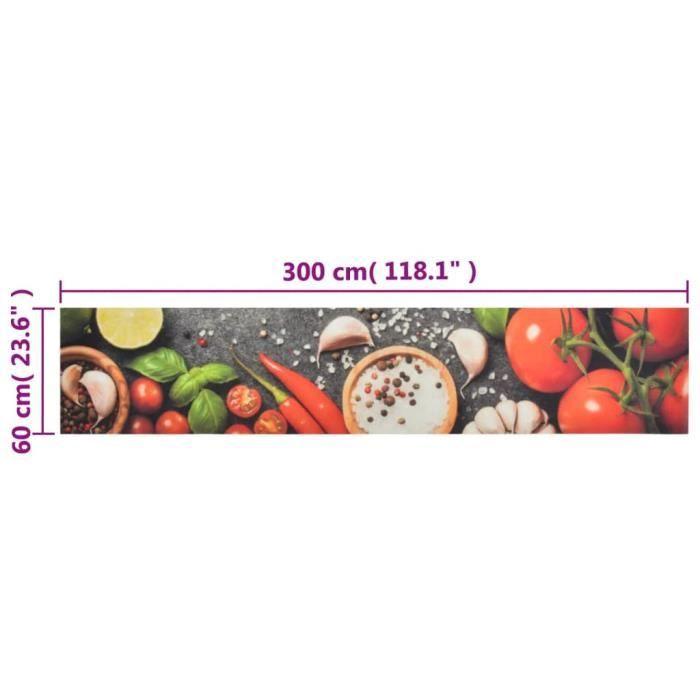 VidaXL Tapis de cuisine lavable impression légumes 60x300 cm velours 136539