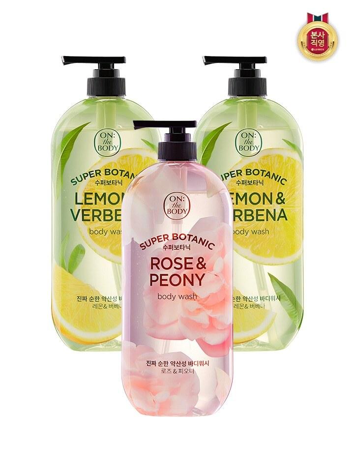 

ON THE BODY Super Botanical Body Wash 900g X 3 (2 Lemons + 1 Rose)