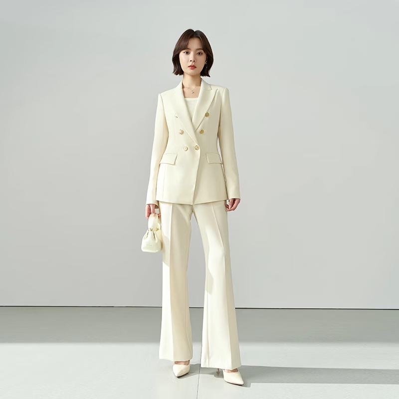 Women's Double-Breasted Business Suit Set with Flare Pants