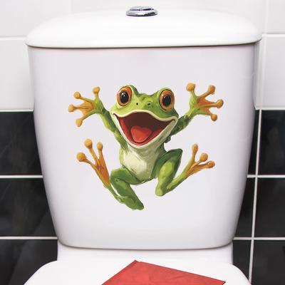 Adesivo Divertente Rana Cartone Animato Occhi Grandi per Sedile WC Decorazione Bagno Decalcomania Rimovibile Autoadesiva