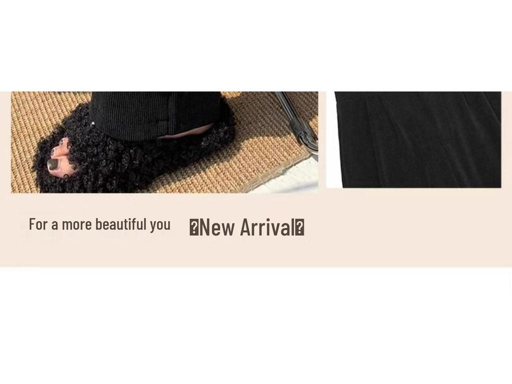 Women's White Corduroy Wide-Leg Pants with Velvet Lining, Petite Fit, Straight Leg - Autumn/Winter.