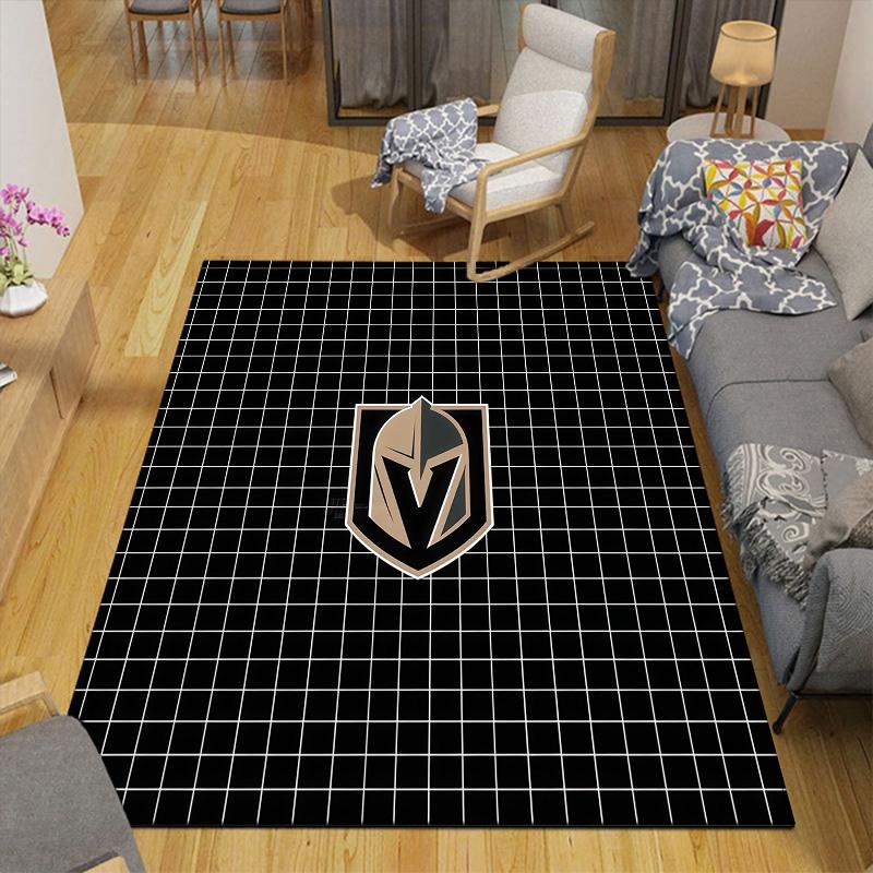 Vegas Golden Knights Flanellmuster Quadratischer Teppich, Läufer, Teppich für Wohnzimmer Schlafzimmer Sofa Spielzimmer Dekor, Rutschfeste Fußmatte