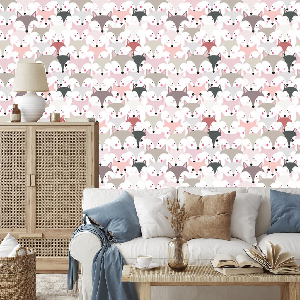Colorful Foxes Wallpaper for Living Room and Bedroom 50x1000