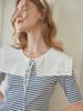 Simpeulleteulo Claire Striped Blue Two-Piece Knitted T-Shirt