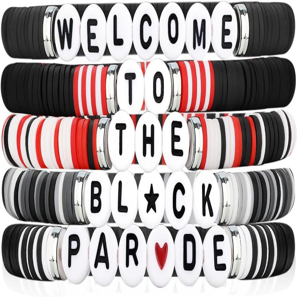 5 PCS Punk Rock Bracelet Black Concert Inspired Bracelet Jewelry For Fans Party Dress Outfit Merch.