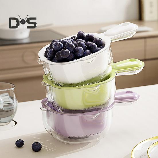 Drain Basket Colander Fruits Vegetables Strainer Dual-Layer Design Food-Grade BPA Free Kitchen Draining Basket with Handle