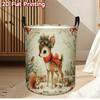 1pc Foldable Laundry Basket with Handle - Winter Christmas & Cute Animal Print Storage Hamper, Suitable For, Room, Dorm,, Polyester Basket for Clothes