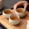 Beige Ru Kiln Ceramic Teacup Household Simple Master Cup Luohan Single Cup Personal Special Tea Set Kung Fu Tea Cup