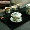 180ml Blue And White Ru Kiln Butterfly Gaiwan Creative Tea Tureen Household Tea Bowl With Lid Kit Tea Brewing Cover Bowl Teaset