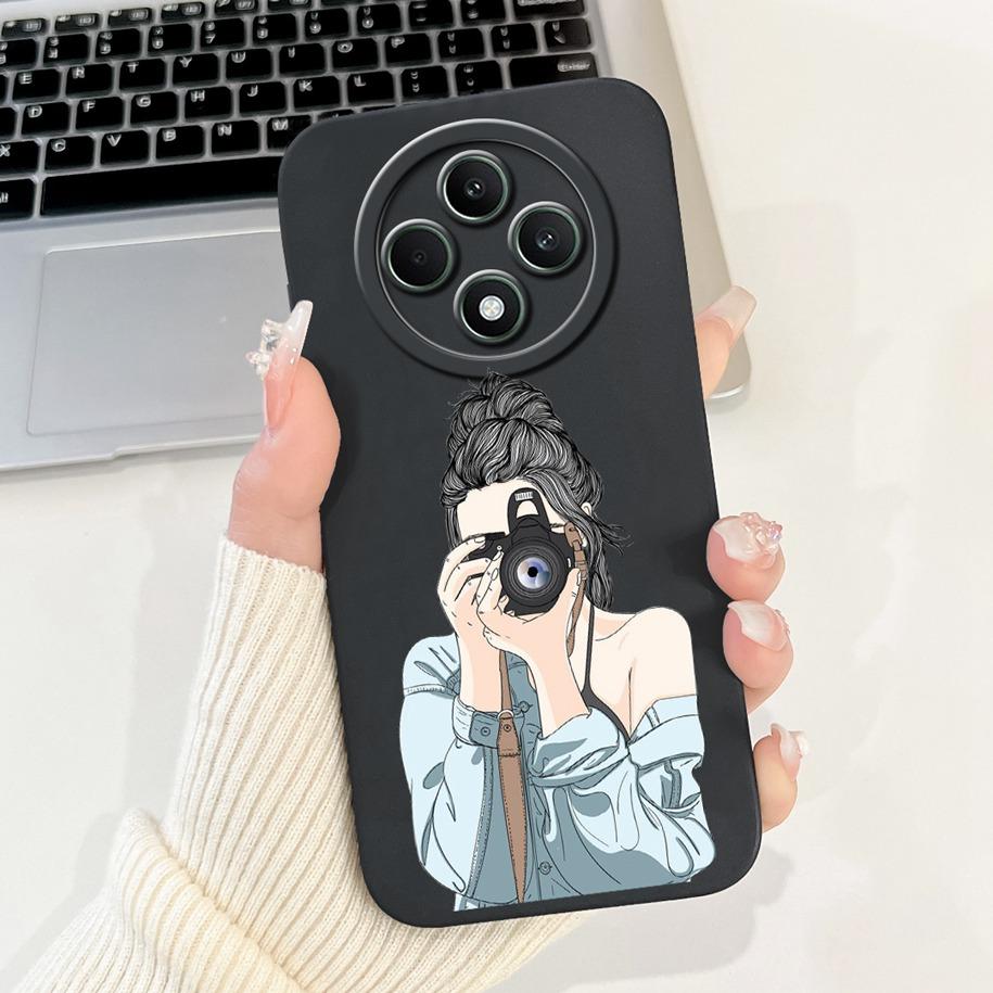 For OPPO Reno 12F 5G Case 2024 Fashion Pretty Girls Soft Liquid Silicone Shockproof Cover For OPPO Reno12 F 4G Reno 12 FS Bumper