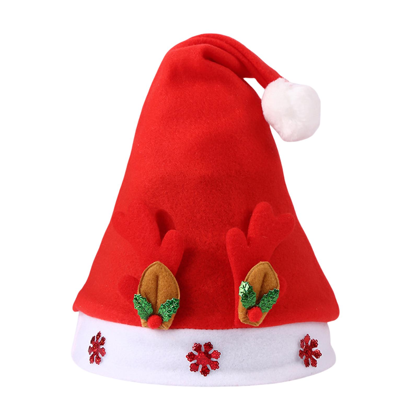 

Регулируемый размер шапки Санты для празднования Рождества Мягкая и удобная шапка с рогами и снежинками для вечеринок красный