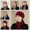 Casual Thicken Mom Hat Scarf Windproof Rabbit Fur Knitted Hats Coldproof Winter Hat Scarf Women