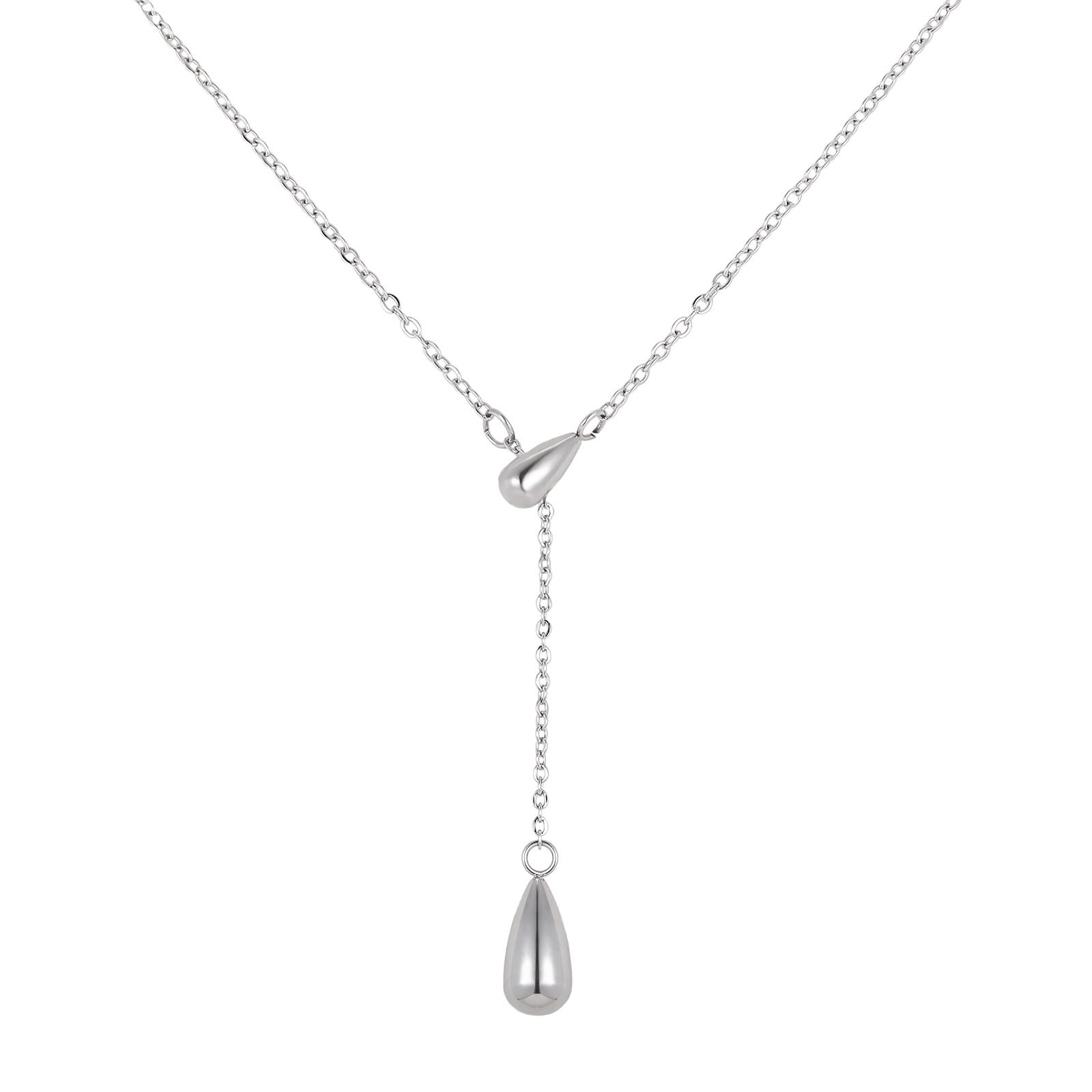 

Teardrop Pendant Lariat Y Shape Necklace, Long Chain Tarnish Resistant Adjustable Layering Necklace, Valentine’s Day s Gift