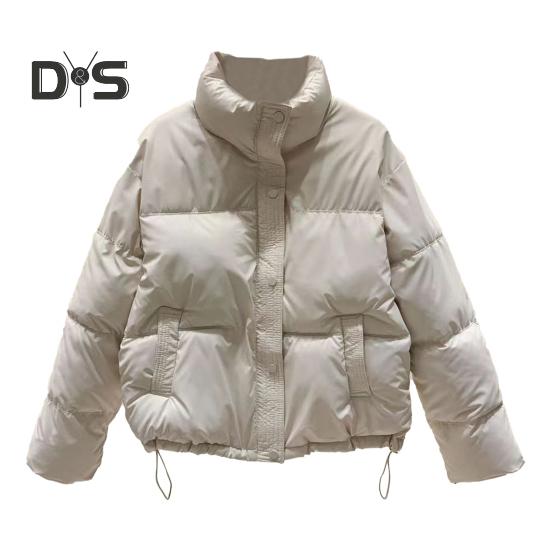 

Зимнее пуховое пальто с утолщенной подкладкой, воротником-стойкой, карманами, однобортное, ветрозащитное, с длинными рукавами, сохраняющее тепло, теплая повседневная верхняя одежда, хлопковая куртка L белый