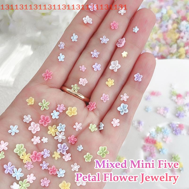 50Pcs For Manicure Solon Nail Art Supplies Colorful Five Petaled Flower Nail Charms Decorations
