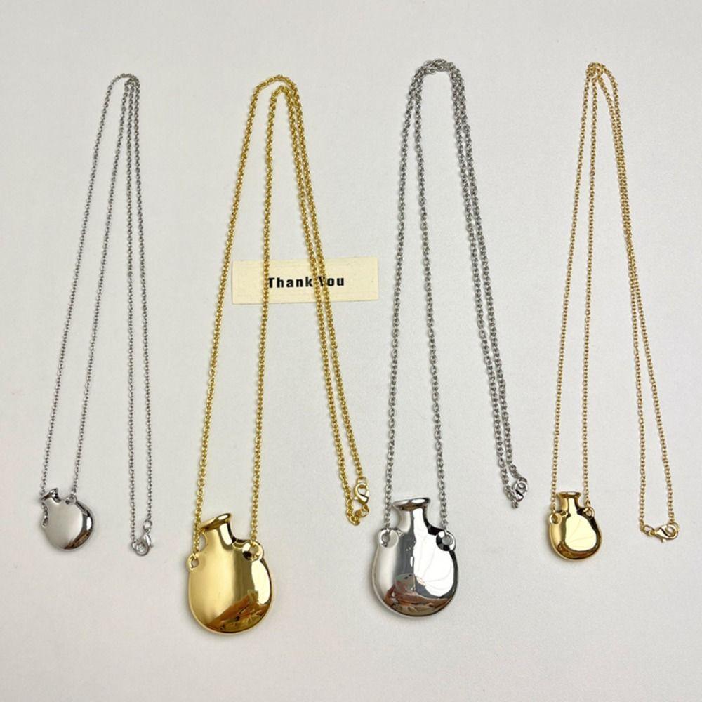 Vase Pendant Metal Vase Necklace Gold Color Sweater Chain Necklace New Design Long Chain Necklace