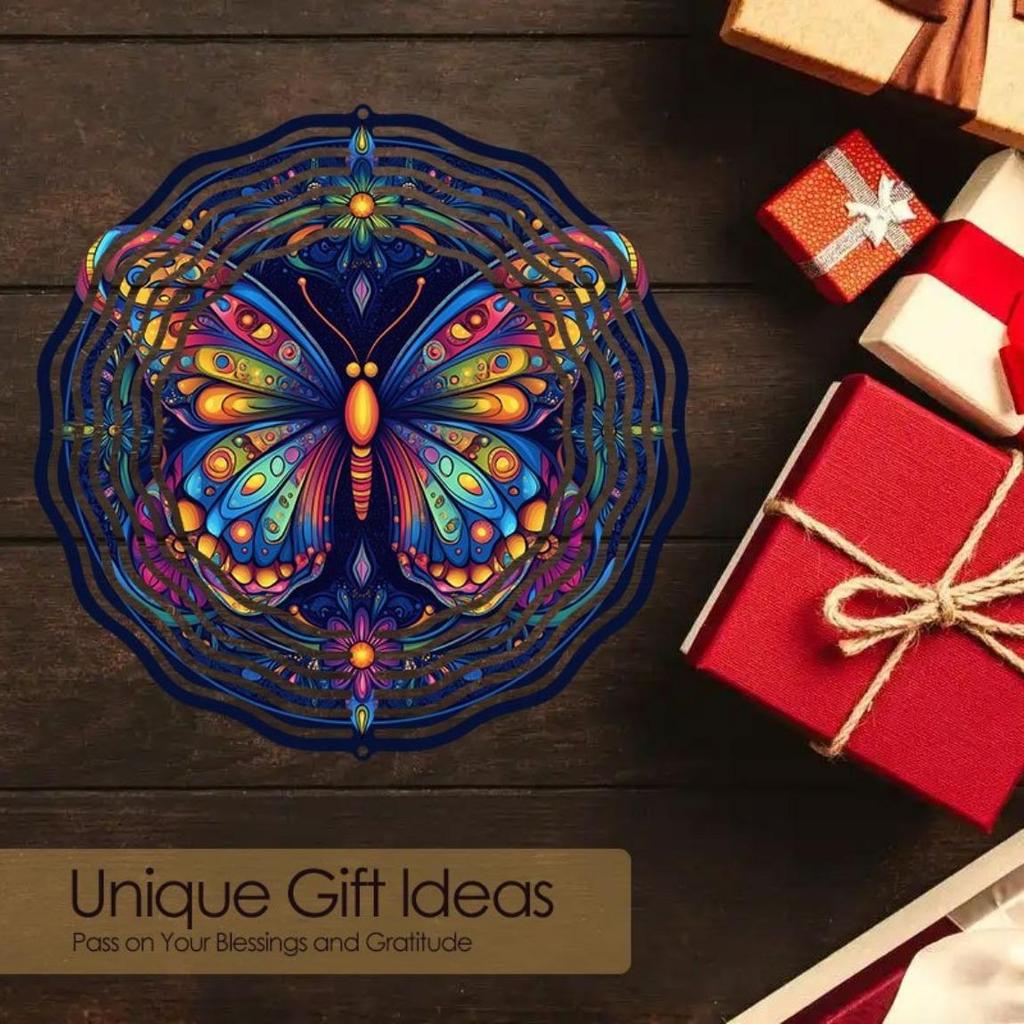 3D Butterfly Wind Spinner - Vibrant Kinetic Metal Garden Decor, Colorful Wind Chime for Outdoor & Indoor, Unique Gift Idea (No Electricity Needed)