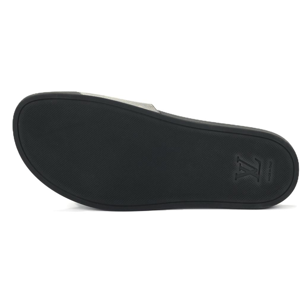 LOUIS VUITTON Waterfront Slide Slippers Men's Black Brown 1A3PSB