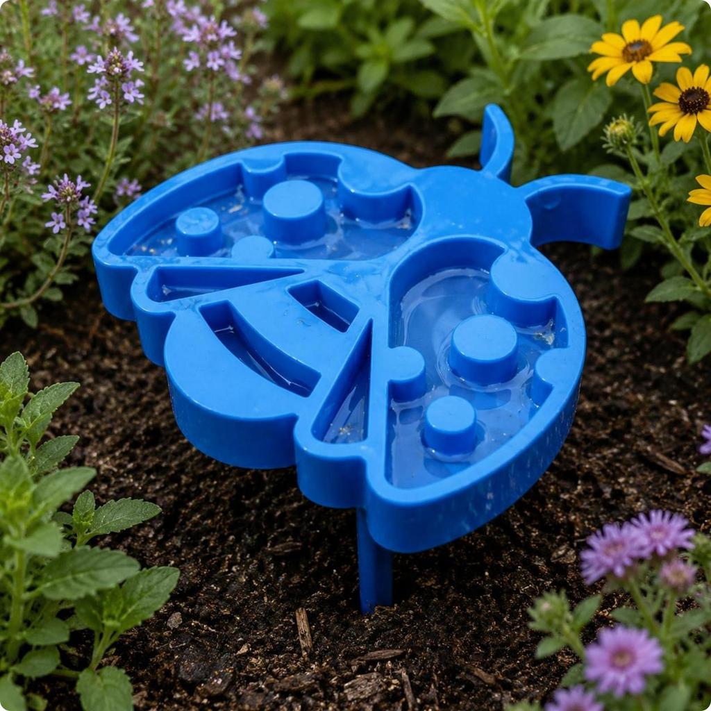 StakeMounted Bee Waterer MultiCompartment FlowerShaped Watering Station Raised Tray