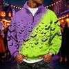 Men's Flannel 1/4 Zip Long Sleeve Sweatshirt with Halloween Print for Casual Wear