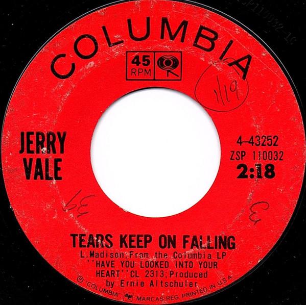 

7inch Record JERRY VALE - Tears Keep On Falling 443252 Columbia 1965 Canada Pop Used